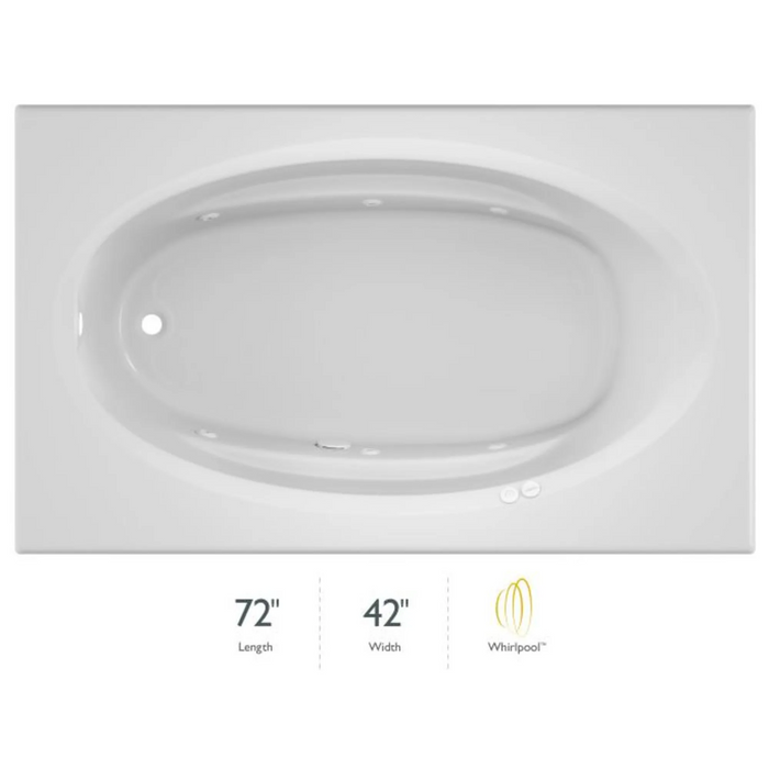 Jacuzzi 72" x 42" Signature Drop In Whirlpool Bathtub with 6 Jets, Air Controls, Left Drain and Right Pump - White - Luxe Vanity & Tub