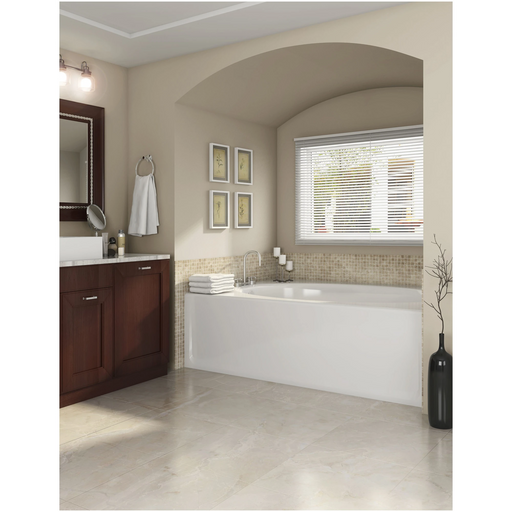 Jacuzzi 60" x 42" Signature Three Wall Alcove Whirlpool Bathtub with 6 Jets, Air Controls, Tiling Flange, Skirt, Right Drain, and Left Pump - White - Luxe Vanity & Tub