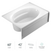 Jacuzzi 60" x 42" Signature Soaking Bathtub with Right Drain, Tiling Flange, and Skirt with Access Panel - White - Luxe Vanity & Tub