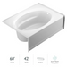 Jacuzzi 60" x 42" Signature Three Wall Alcove Soaking Bathtub with Right Drain, Tiling Flange, and Skirt - White - Luxe Vanity & Tub