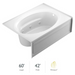 Jacuzzi 60" x 42" Signature Three Wall Alcove Whirlpool Bathtub with 6 Jets, Air Controls, Tiling Flange, Skirt, Right Drain, and Left Pump - White - Luxe Vanity & Tub