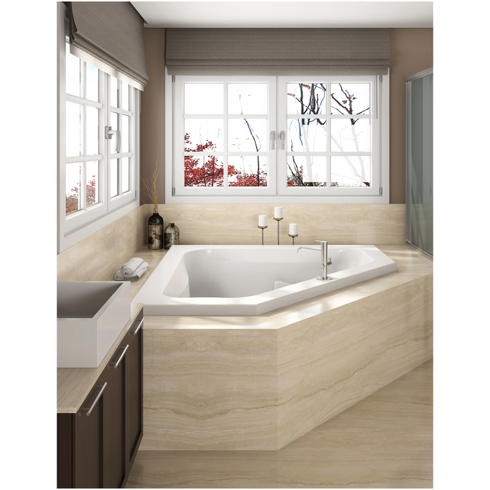 60" x 60" Soaker Drop-In Bathtub with Center Drain in White - Luxe Vanity & Tub