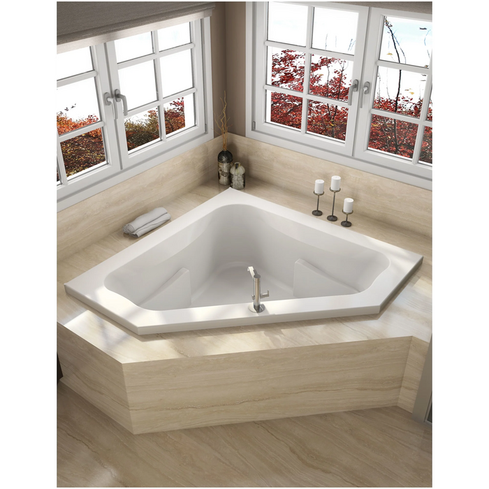 60" x 60" Soaker Drop-In Bathtub with Center Drain in White - Luxe Vanity & Tub