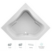 60" x 60" Soaker Drop-In Bathtub with Center Drain in White - Luxe Vanity & Tub