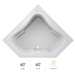 60" x 60" in. Whirlpool Corner Bathtub in White - Luxe Vanity & Tub