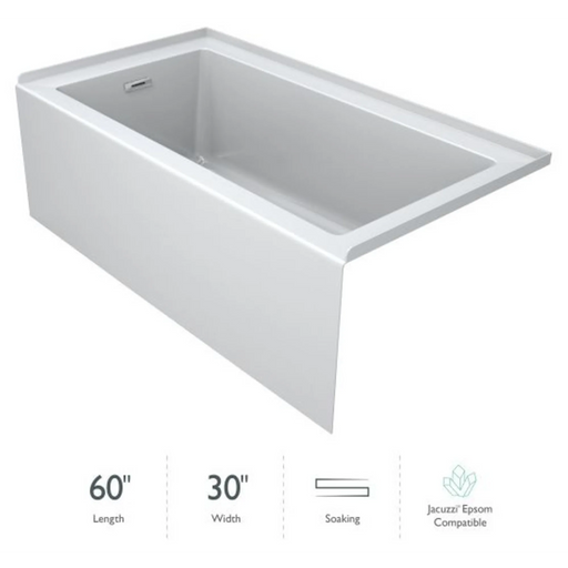 Linea 60" x 30" Acrylic Soaking Bathtub for Three Wall Alcove Installation with Right Drain - Luxe Vanity & Tub