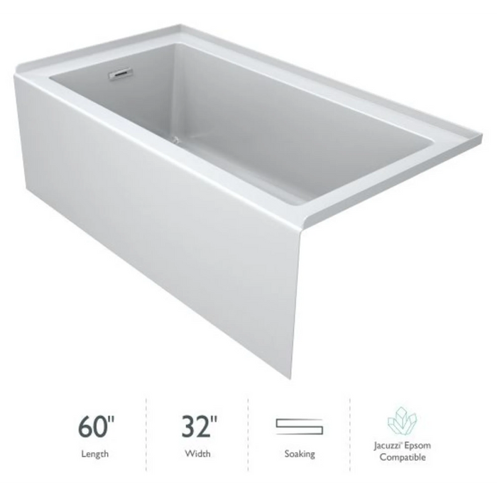 Linea 60" x 32" Acrylic Soaking Bathtub for Alcove Installation with Right Hand Drain - Luxe Vanity & Tub