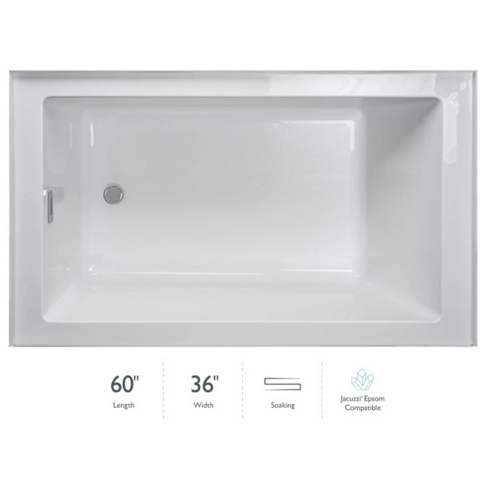 Linea 60" x 36" Acrylic Soaking Bathtub for Three Wall Alcove Installation with Left Drain - Luxe Vanity & Tub