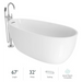 Jacuzzi Signature 67" Free Standing Acrylic Soaking Tub with Chrome Free Standing Tub Filler and Handshower, Reversible Drain, Drain Assembly and Overflow - White - Luxe Vanity & Tub