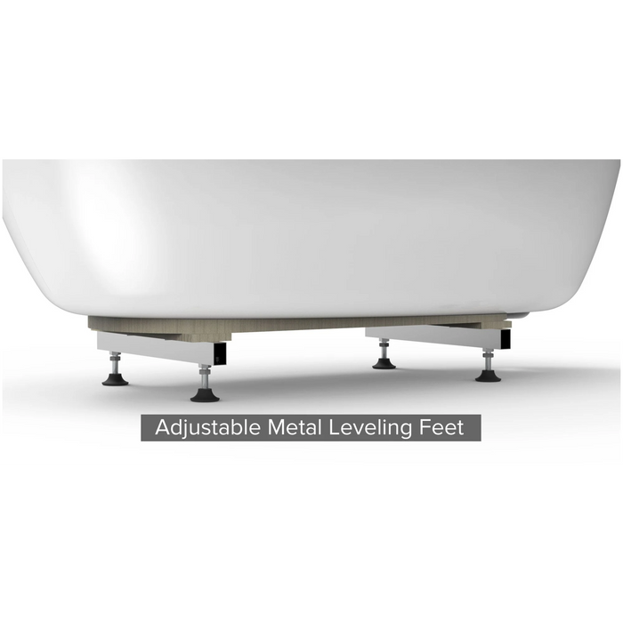 Jacuzzi Signature 67" Free Standing Acrylic Soaking Tub with Chrome Free Standing Tub Filler and Handshower, Reversible Drain, Drain Assembly and Overflow - White - Luxe Vanity & Tub