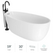 Jacuzzi Signature 60" Free Standing Acrylic Soaking Tub with Matte Black Free Standing Tub Filler and Handshower, Reversible Drain, Drain Assembly and Overflow - White - Luxe Vanity & Tub