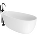 Jacuzzi Signature 60" Free Standing Acrylic Soaking Tub with Matte Black Free Standing Tub Filler and Handshower, Reversible Drain, Drain Assembly and Overflow - White - Luxe Vanity & Tub