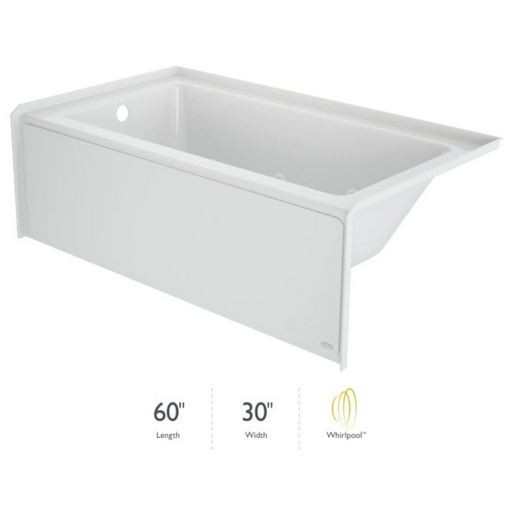 Jacuzzi Signature 60" Three Wall Alcove Acrylic Whirlpool Tub with Left Drain and Overflow - White - Luxe Vanity & Tub