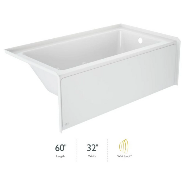 Jacuzzi Signature 60" Skirted Whirlpool Bathtub with Right-Hand Drain - White - Luxe Vanity & Tub