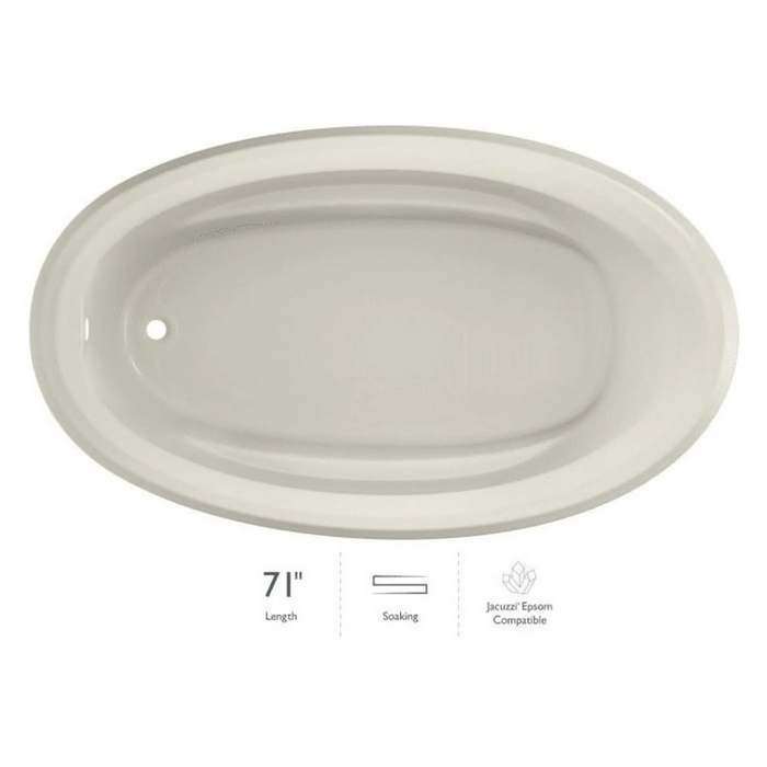 Jacuzzi Signature 71" Drop In Soaking Bathtub with Universal Drain - Less Drain Assembly - Oyster - Luxe Vanity & Tub