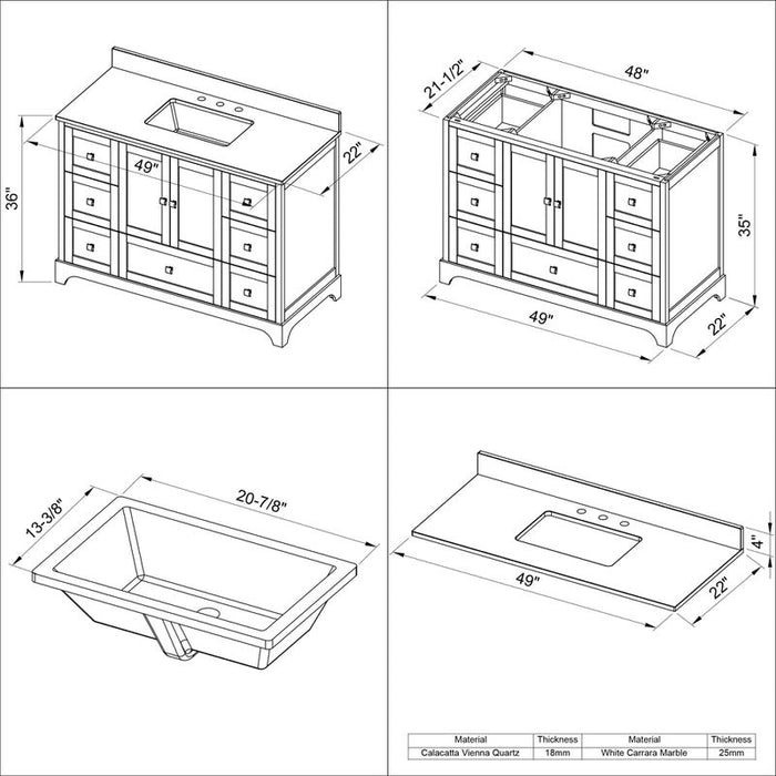 Jeffrey Alexander Addington 48-inch Single Bathroom Vanity Set - Luxe Vanity & Tub