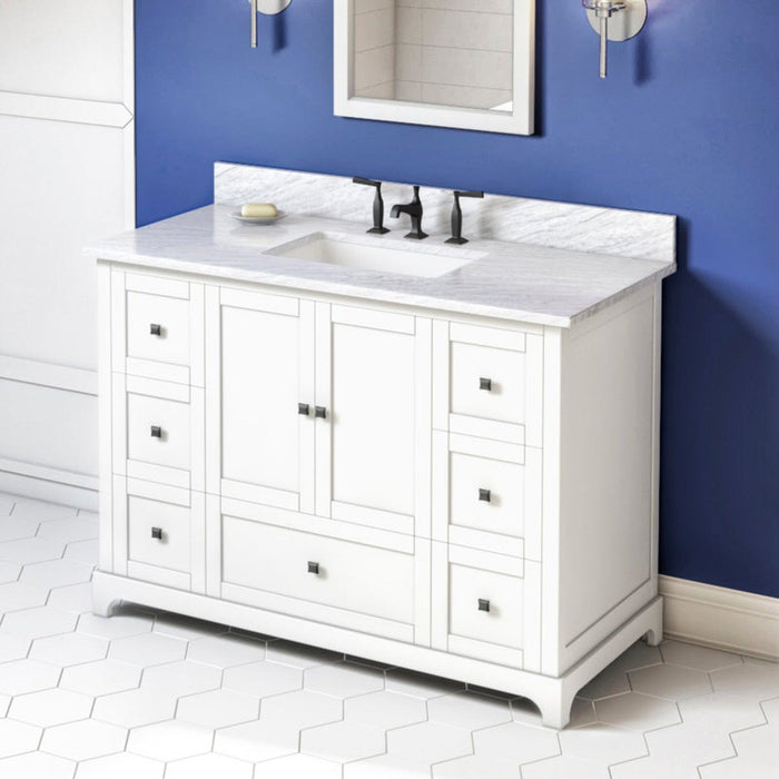 Jeffrey Alexander Addington 48-inch Single Bathroom Vanity Set With Top in White From Home Luxury USA