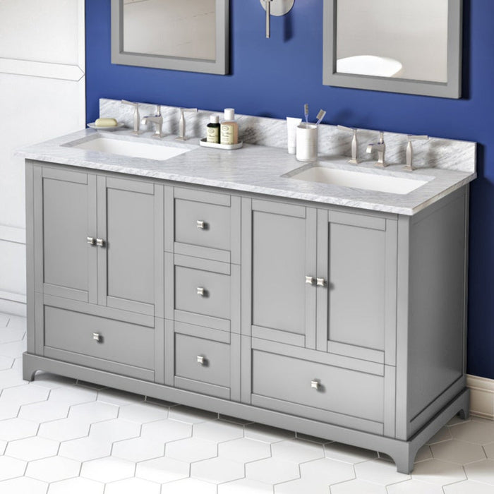 Jeffrey Alexander Addington 60-inch Double Bathroom Vanity Set With Top In White From Home Luxury USA