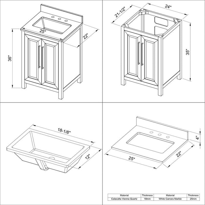 Jeffrey Alexander Cade 24-inch Single Bathroom Vanity Set With Top In Grey From Home Luxury USA