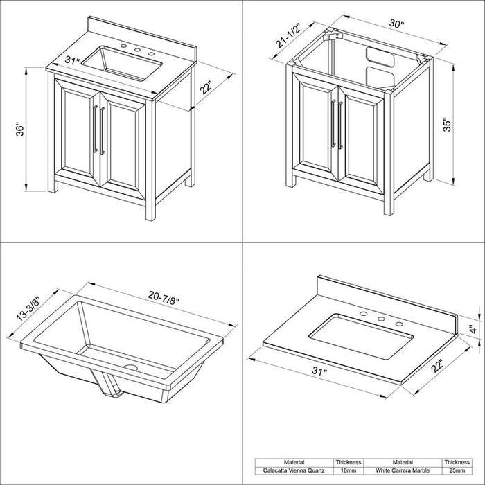 Jeffrey Alexander Cade 30-inch Single Bathroom Vanity Set With Top In Black From Home Luxury USA