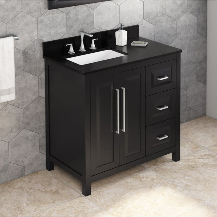 Jeffrey Alexander Cade 36-inch Left Offset Single Bathroom Vanity Set With Top In Grey From Home Luxury USA