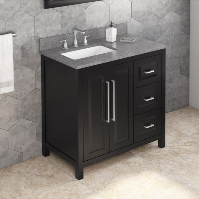 Jeffrey Alexander Cade 36-inch Left Offset Single Bathroom Vanity Set With Top In White From Home Luxury USA