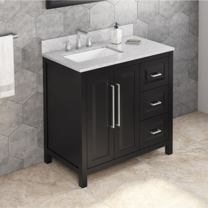 Jeffrey Alexander Cade 36-inch Left Offset Single Bathroom Vanity Set With Top In White From Home Luxury USA