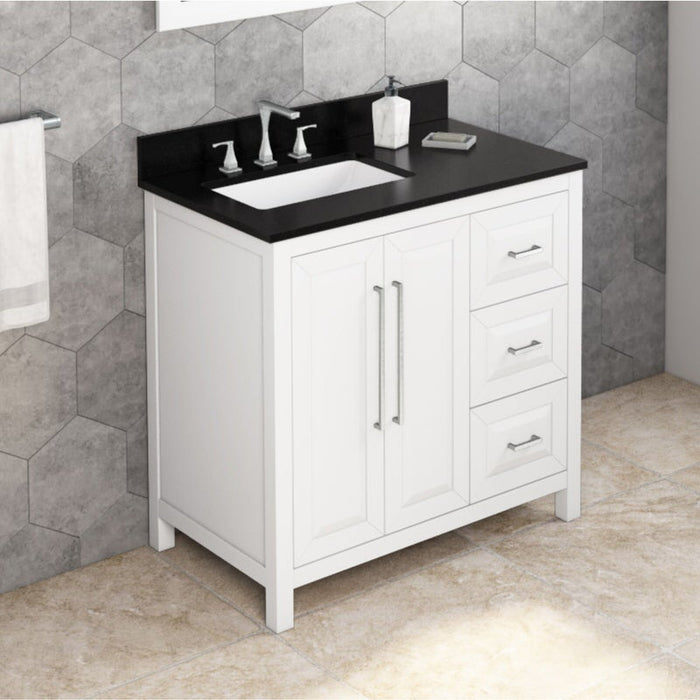 Jeffrey Alexander Cade 36-inch Left Offset Single Bathroom Vanity Set With Top In Grey From Home Luxury USA