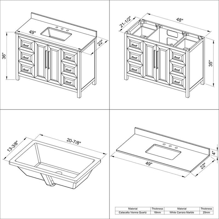 Jeffrey Alexander Cade 48-inch Single Bathroom Vanity Set With Top In Black From Home Luxury USA