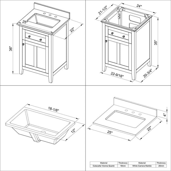 Jeffrey Alexander Chatham 24-inch Bathroom Vanity With Top In Blue From Home Luxury USA