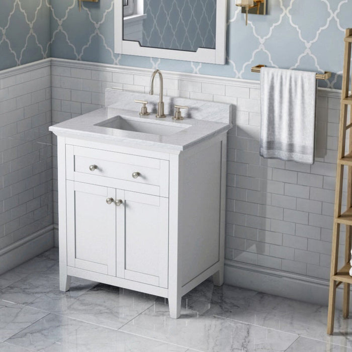 Jeffrey Alexander Chatham 30-inch Bathroom Vanity With Top In White From Home Luxury USA