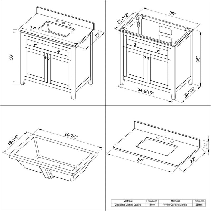 Jeffrey Alexander Chatham 36-inch Bathroom Vanity With Top In Blue From Home Luxury USA