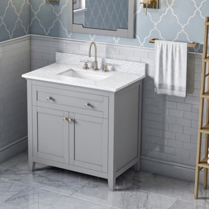 Jeffrey Alexander Chatham 36-inch Bathroom Vanity With Top In Grey From Home Luxury USA