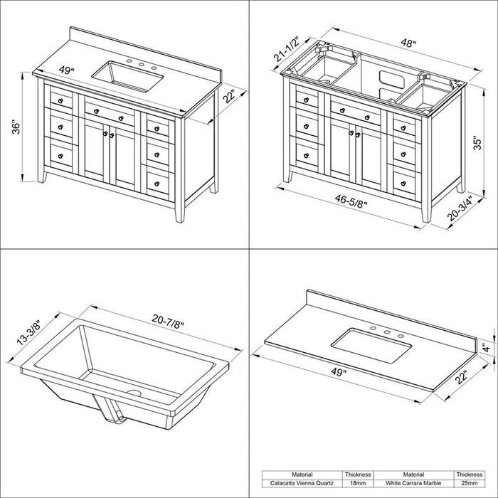 Jeffrey Alexander Chatham 48-inch Bathroom Vanity With Top In Blue From Home Luxury USA