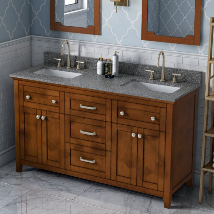 Jeffrey Alexander Chatham 60-inch Double Sink Bathroom Vanity In Grey From Home Luxury USA