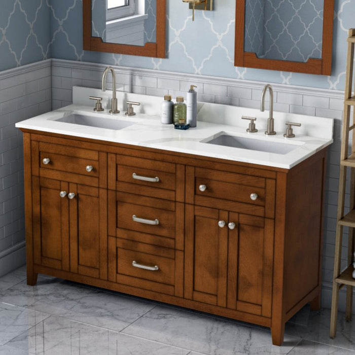 Jeffrey Alexander Chatham 60-inch Double Sink Bathroom Vanity In Brown From Home Luxury USA