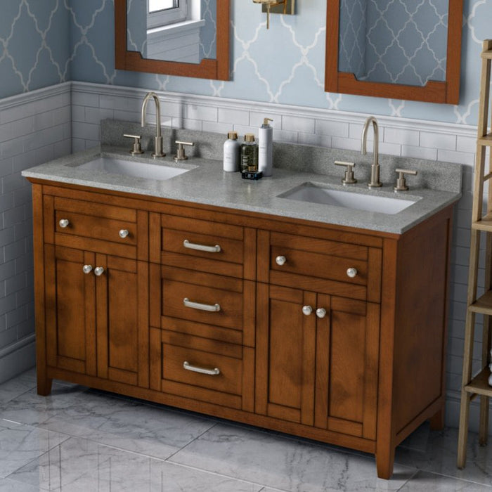 Jeffrey Alexander Chatham 60-inch Double Sink Bathroom Vanity In Grey From Home Luxury USA