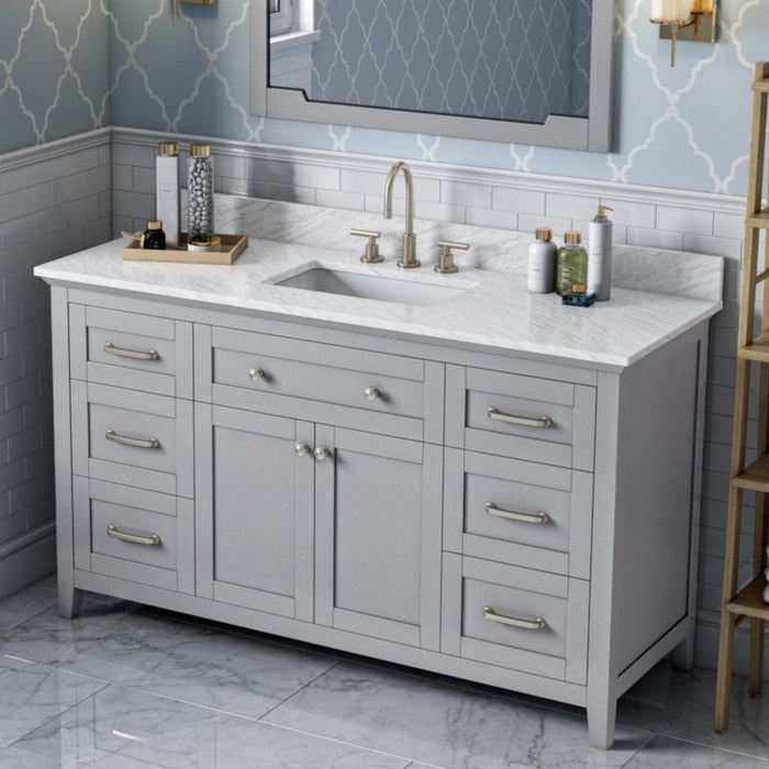 Jeffrey Alexander Chatham 60-inch Single Sink Bathroom Vanity With Top In Grey From Home Luxury USA