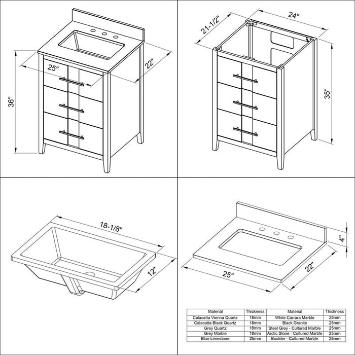 Jeffrey Alexander Katara 24-inch Single Bathroom Vanity With Top In Black From Home Luxury USA