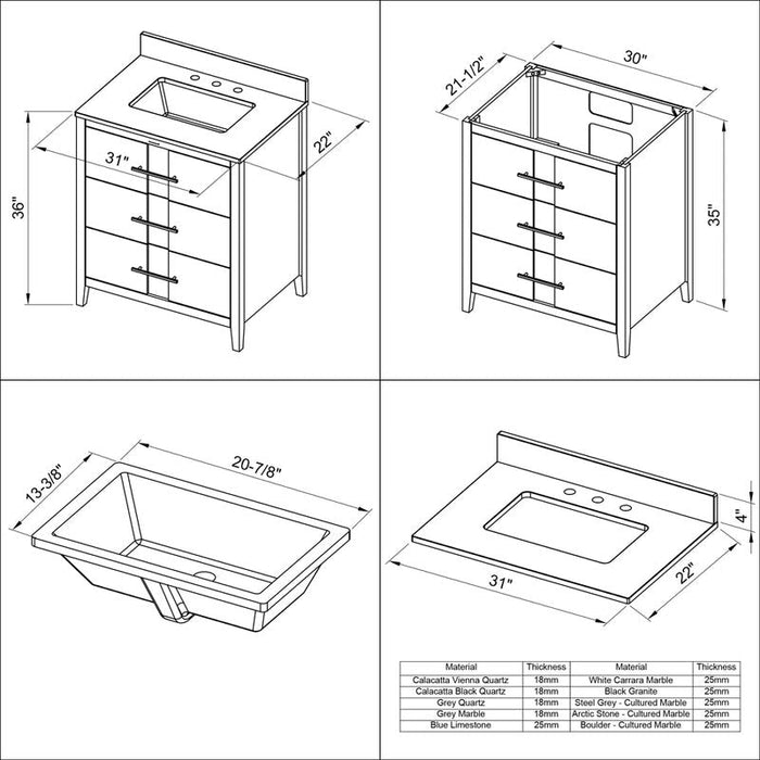 Jeffrey Alexander Katara 30-inch Single Bathroom Vanity With Top In Black From Home Luxury USA