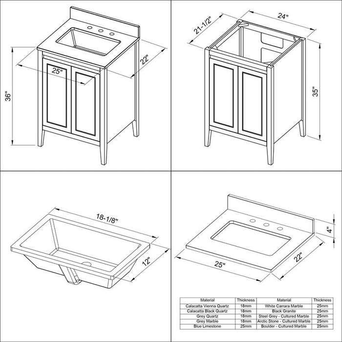 jeffrey alexander percival 24-inch bathroom vanity with top in black