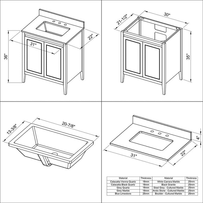 Jeffrey Alexander Percival 30-inch Single Bathroom Vanity With Top In Black From Home Luxury USA