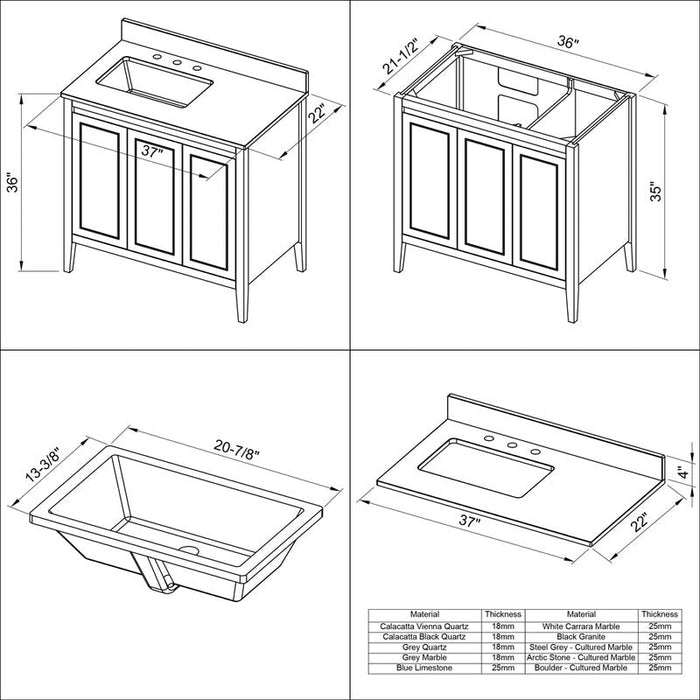 jeffrey alexander percival 36-inch single bathroom vanity with top in black