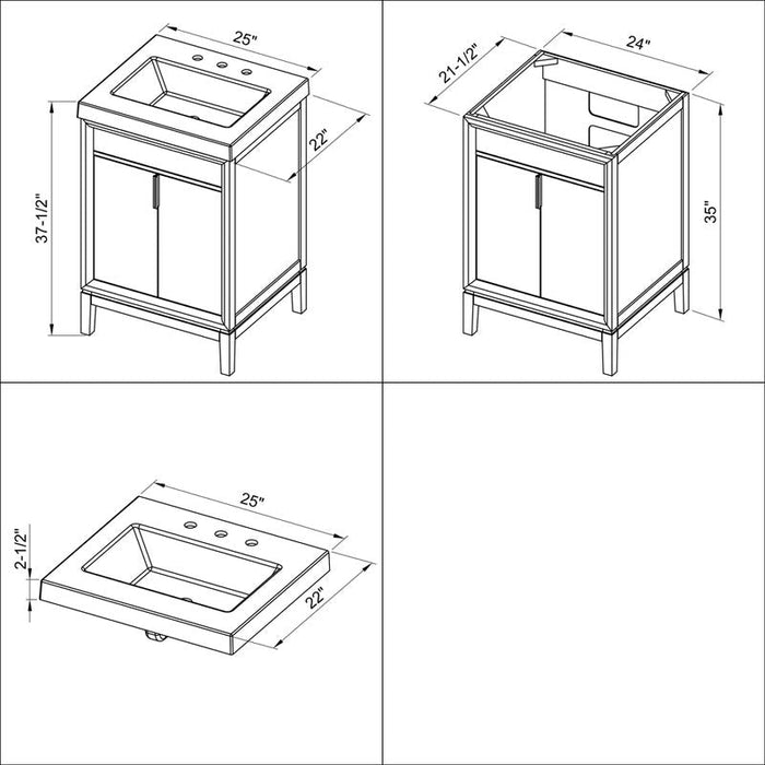 jeffrey alexander theodora 24-inch single bathroom vanity with top in black from home luxury usa