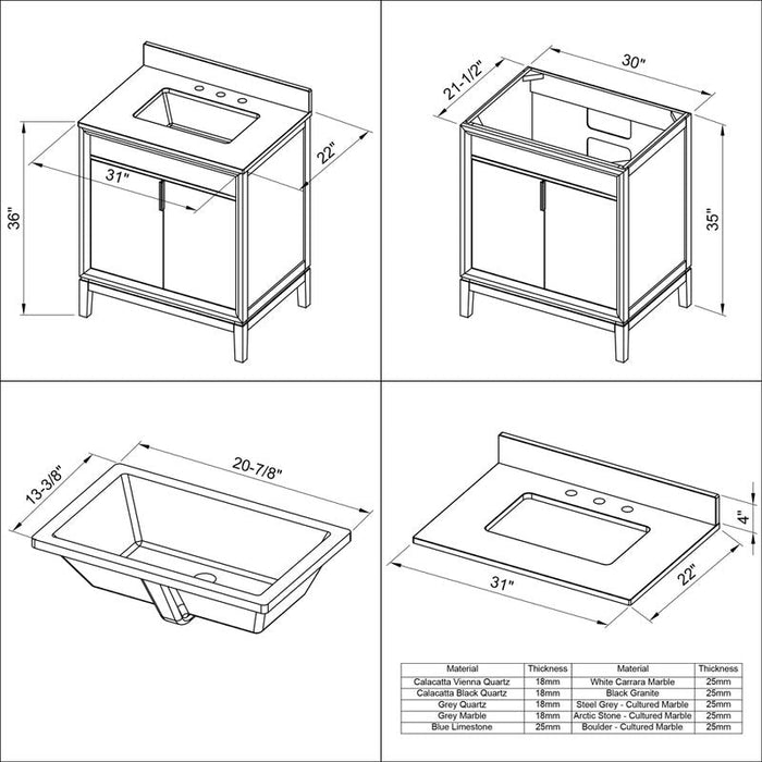 jeffrey alexander theodora 30-inch single bathroom vanity with top in black from home luxury usa