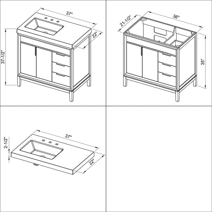 jeffrey alexander theodora 36-inch single bathroom vanity with top in black from home luxury usa