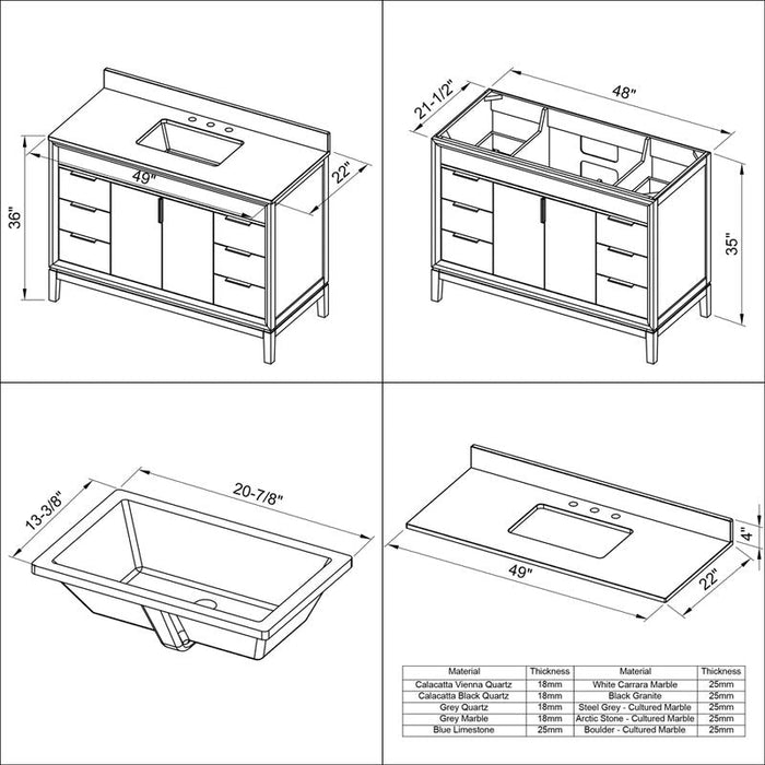 jeffrey alexander theodora 48-inch bathroom vanity with top in black from home luxury usa