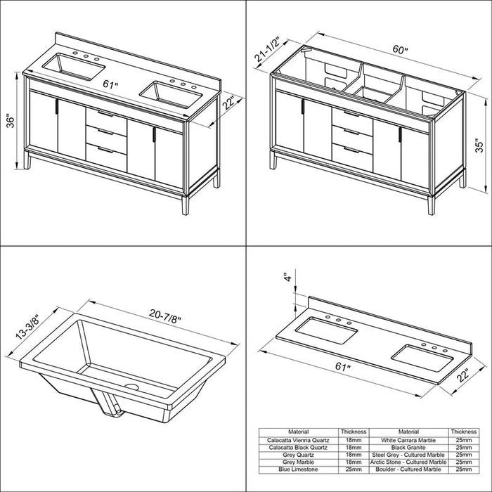 jeffrey alexander theodora 60-inch double bathroom vanity with top in black from home luxury usa