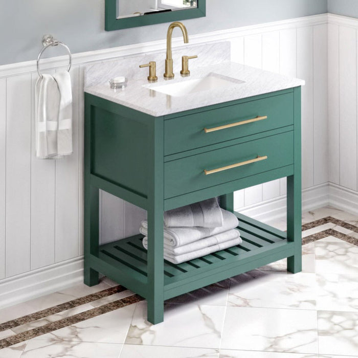 jeffrey alexander wavecrest 36-inch single bathroom vanity with top in green from home luxury usa