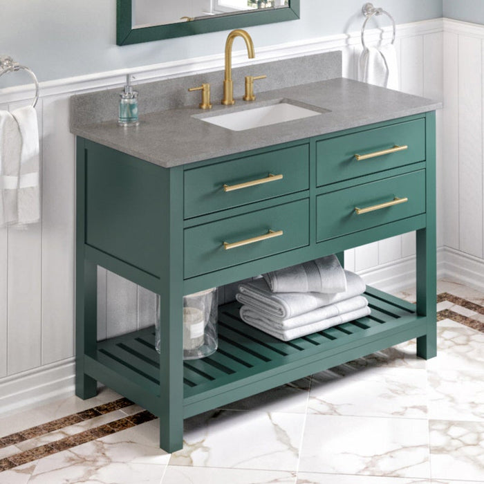 jeffrey alexander wavecrest 48-inch single bathroom vanity with top in green from home luxury usa